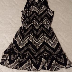 love, Fire Black and White Chevron Mini Dress